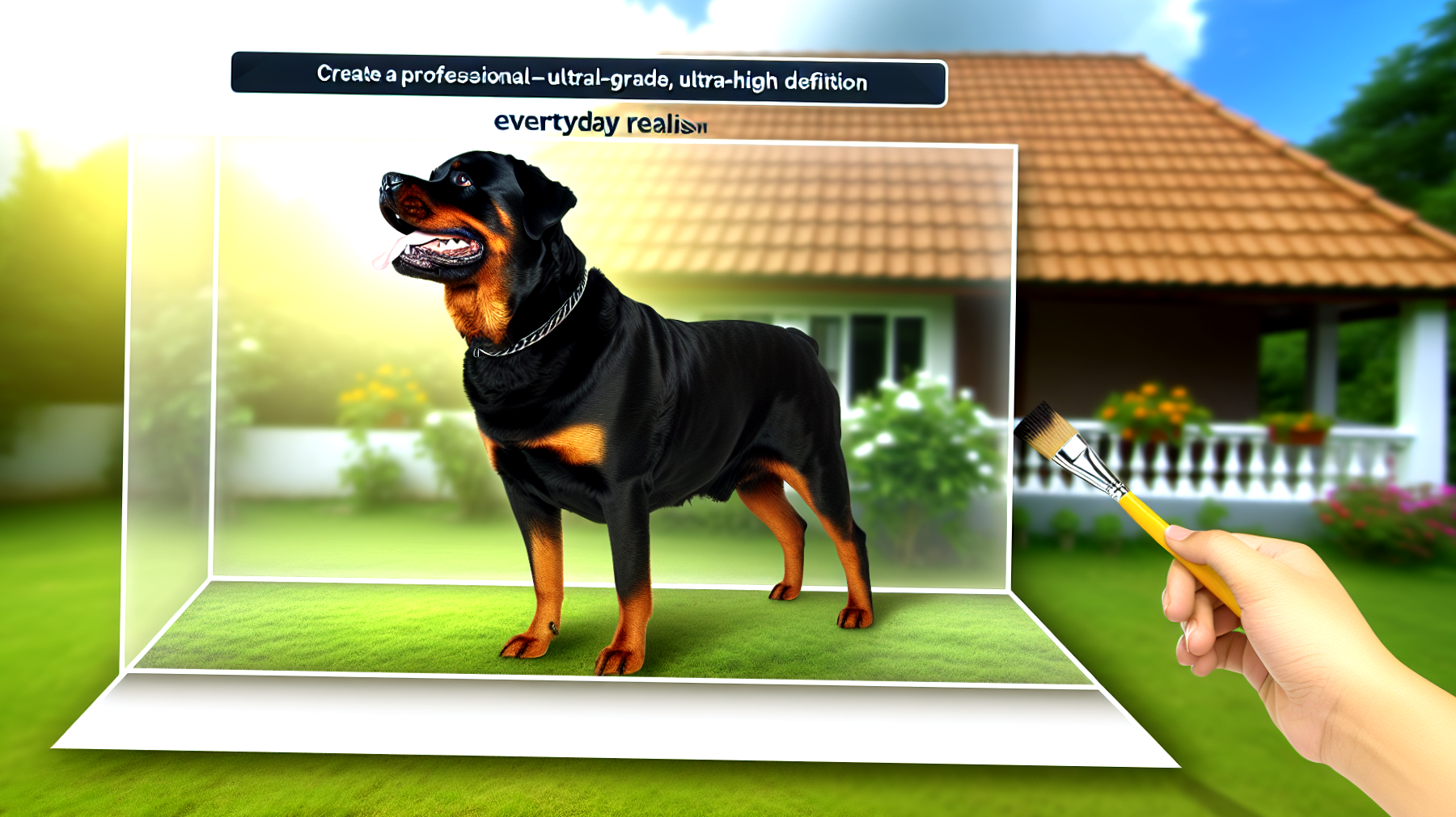 Rottweiler giardino giochi acqua"